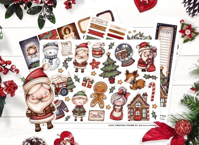 a collection of stickers and decorations